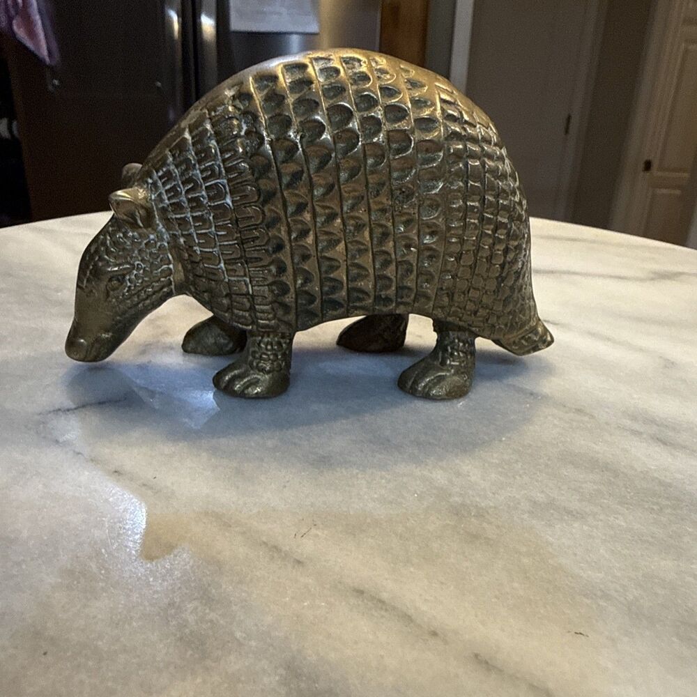 Vintage Brass Armadillo Mid Century Modern MCM Figurine Decor